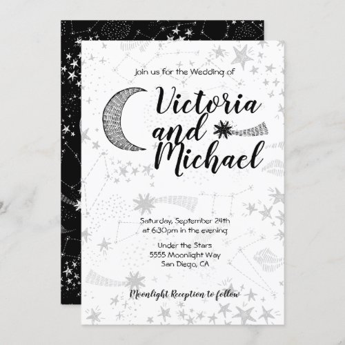 Celestial Cresent Moon Wedding Invitations