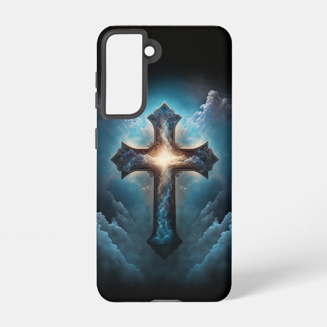 Celestial Cross in Heart Clouds Samsung Galaxy Case (Back)
