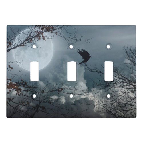 Celestial Crow And A Full Moon Light Switch Cover