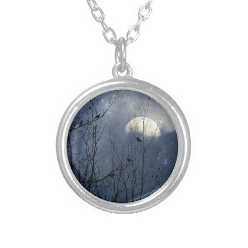 Celestial Crow Celebration Silver Plated Necklace