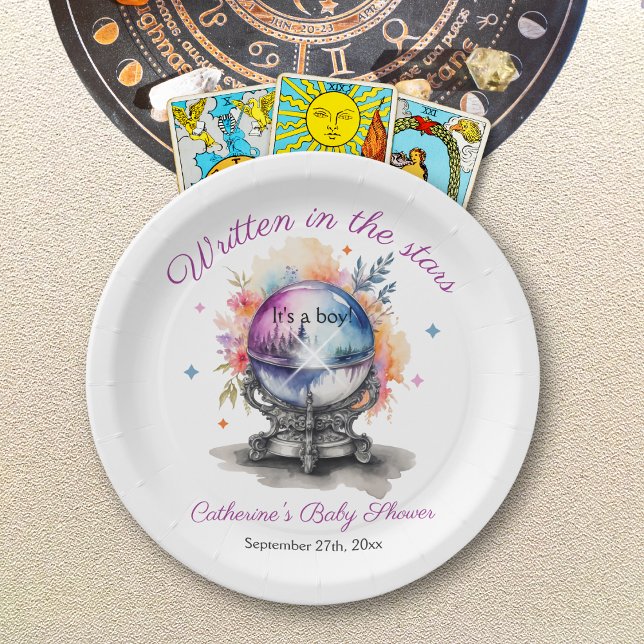 Celestial Crystal Ball Astrology Baby Shower  Paper Plates (Creator Uploaded)