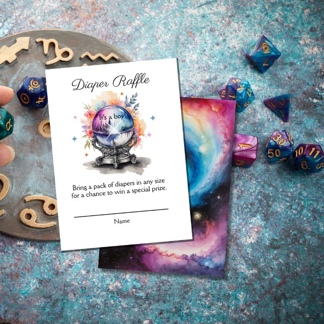 Celestial Crystal Ball Astrology Diaper Raffle Enclosure Card (Creator Uploaded)