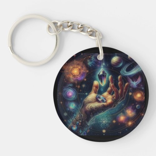 Celestial Crystal in the Palm Galaxy Spacy  Keychain