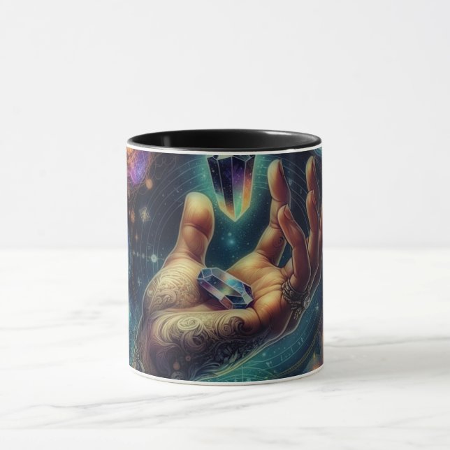 Celestial Crystal in the Palm Galaxy Spacy  Mug (Center)