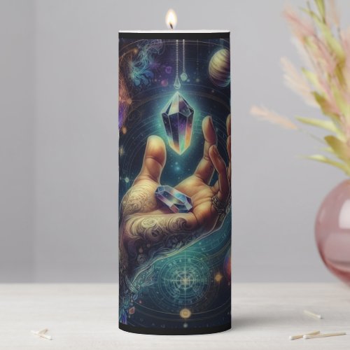 Celestial Crystal in the Palm Galaxy Spacy  Pillar Candle