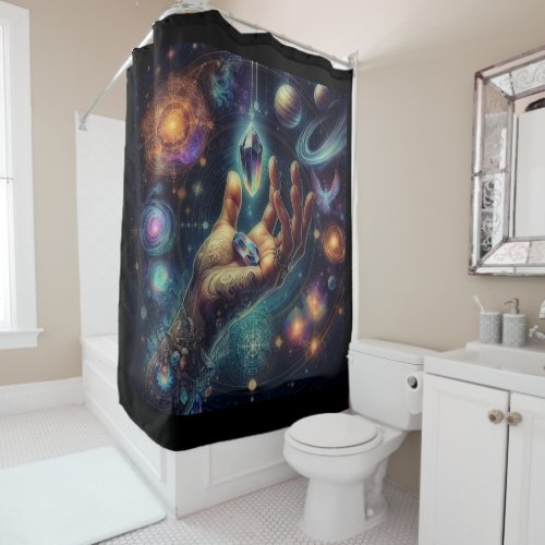 Celestial Crystal in the Palm Galaxy Spacy  Shower Curtain