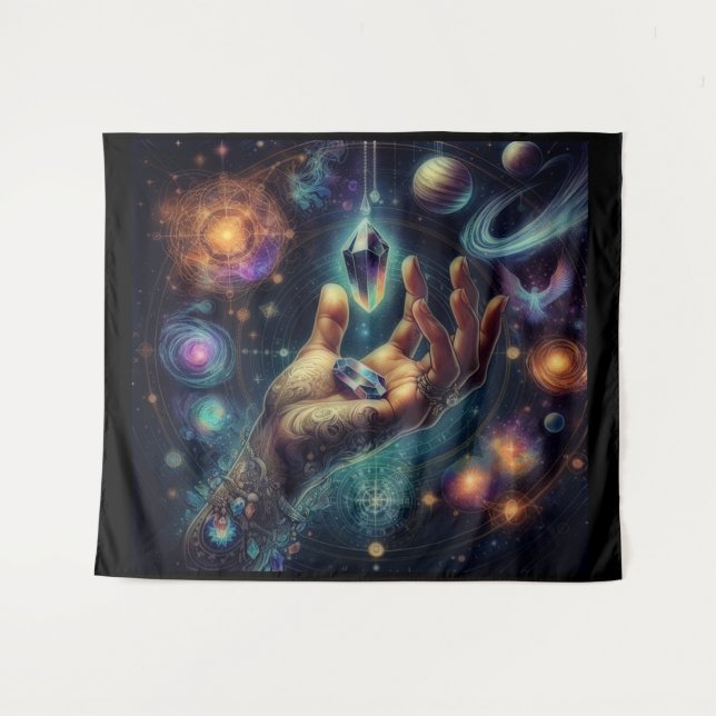 Celestial Crystal in the Palm Galaxy Spacy  Tapestry (Front (Horizontal))