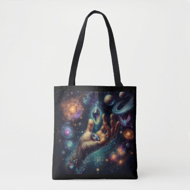 Celestial Crystal in the Palm Galaxy Spacy  Tote Bag (Front)