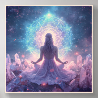 Celestial Crystal Meditation Wood Photo Tile