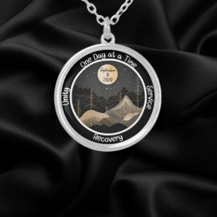 Celestial Custom Sobriety Milestone Gift Silver Plated Necklace