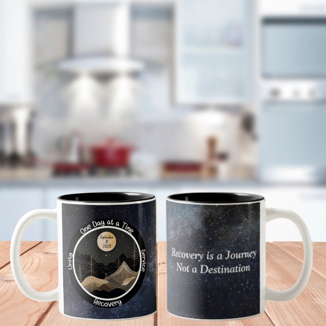 Celestial Custom Sobriety Milestone Gift  Two-Tone Coffee Mug (Creator Uploaded)