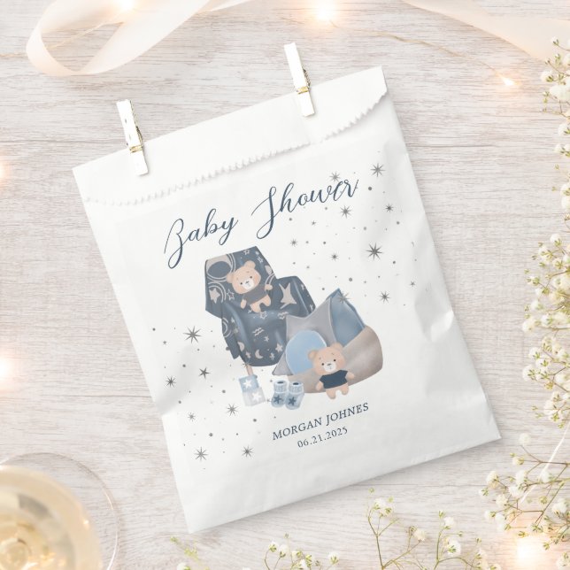 Celestial Cute Bear Stars Baby Shower Favor Bag (Clipped)