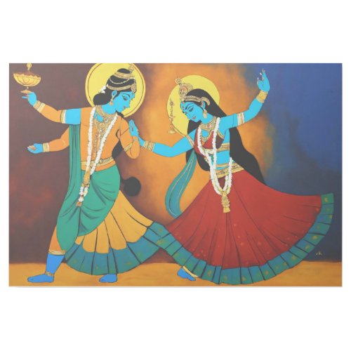Celestial Dance Krishna and Radha Gallery Wrap