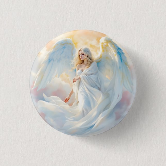 Celestial Dawn – Angel of Peace and Light Button (Front)