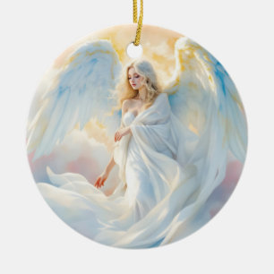 Celestial Dawn – Angel of Peace and Light Ceramic Ornament