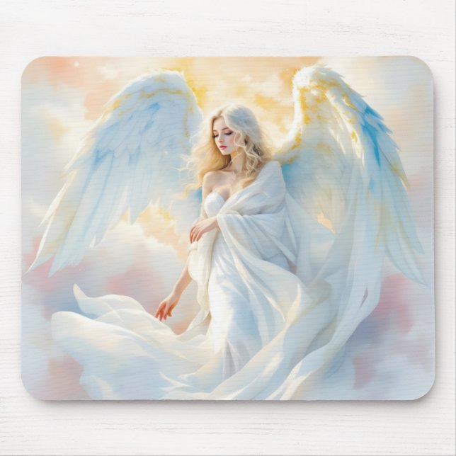 Celestial Dawn – Angel of Peace and Light Mouse Pad (Front)