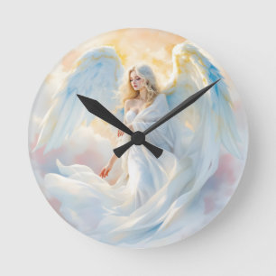 Celestial Dawn – Angel of Peace and Light Round Clock