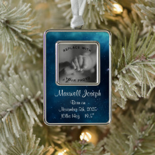Celestial Deep Blue Outer Space Birth Keepsake Christmas Ornament