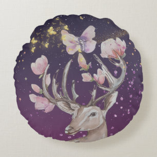 Celestial Deer Boganhues Print Round Pillow