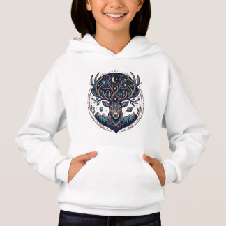 Celestial Deer Mystical Moon & Star Art Stag Hoodie