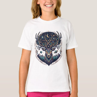 Celestial Deer Mystical Moon & Star Art Stag T-Shirt