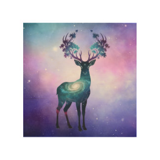 Celestial Deer Silhouette Wood Wall Art