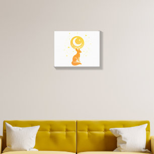 Celestial Desert Fox – Moon and Stars Cosmic Canvas Photo Tile