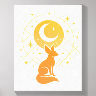 Celestial Desert Fox – Moon and Stars Cosmic Canvas Photo Tile