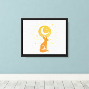 Celestial Desert Fox – Moon and Stars Cosmic Canvas Print