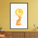 Celestial Desert Fox – Moon and Stars Cosmic  Canvas Print