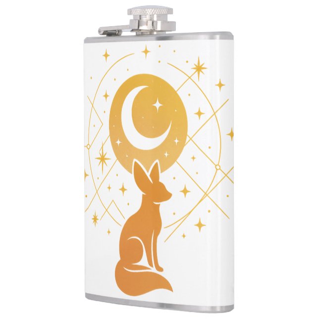 Celestial Desert Fox – Moon and Stars Cosmic  Flask (Left)