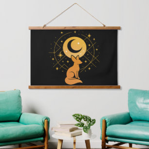 Celestial Desert Fox – Moon and Stars Cosmic Hanging Tapestry