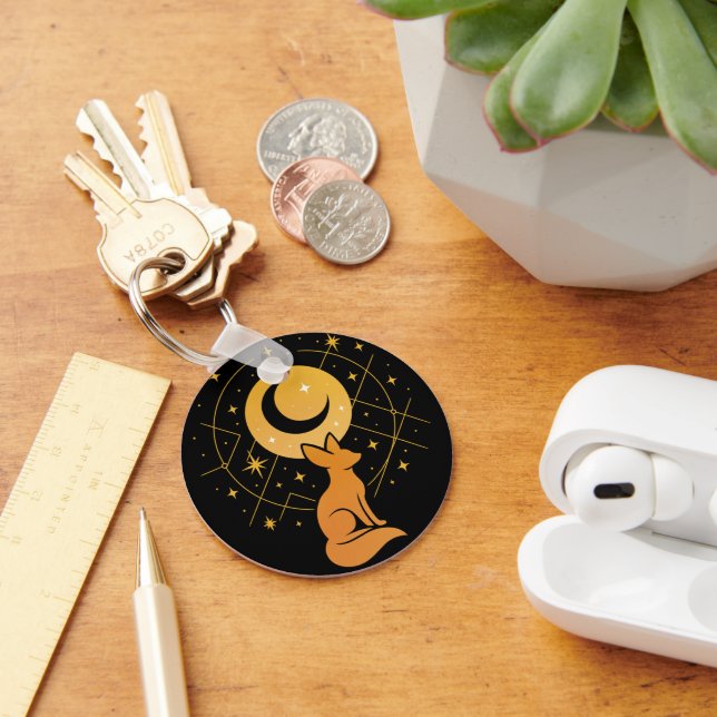 Celestial Desert Fox – Moon and Stars Cosmic  Keychain (Desk)