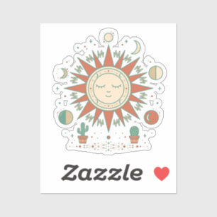 Celestial Desert Round Sticker - Sun Moon Planet C