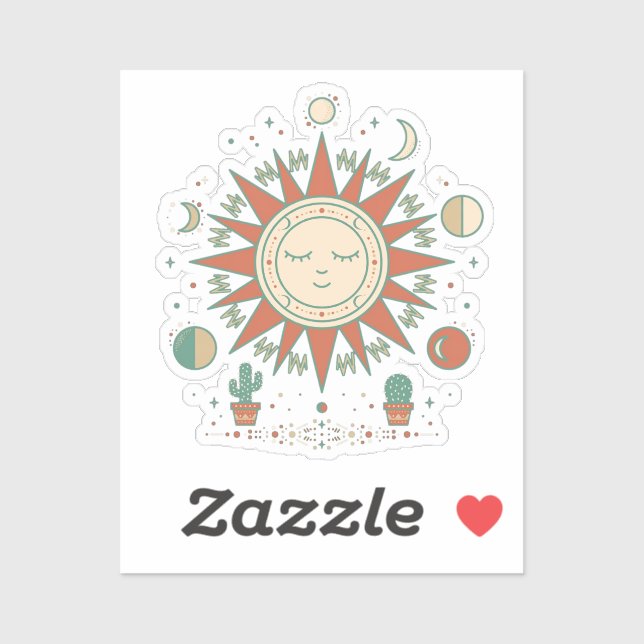 Celestial Desert Round Sticker - Sun Moon Planet C (Sheet)