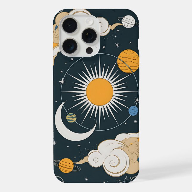 Celestial Design - Mystical Sun, Moon, and Planets Iphone Case (Back)