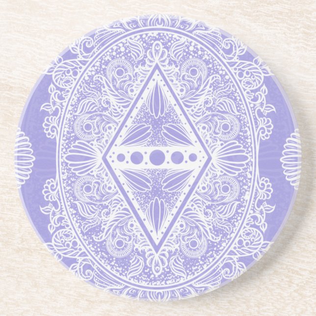 Celestial Diamond Mandala Sandstone Coaster (Front)