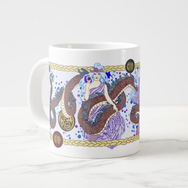 Celestial Dragon Banner Giant Coffee Mug (Front Left)