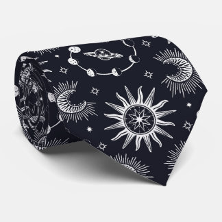 Celestial dream black and white neck tie