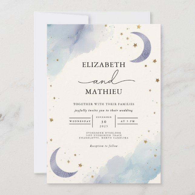 Celestial Dream Bloom Wedding Invitation (Front)