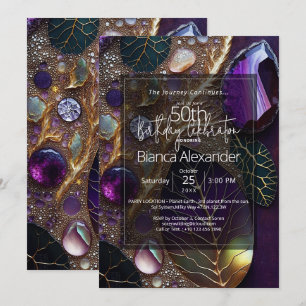 Celestial Dream Botanical Gemstone Abstract Invitation