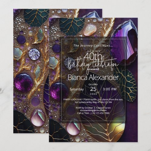 Celestial Dream | Botanical Gemstone Abstract Invitation