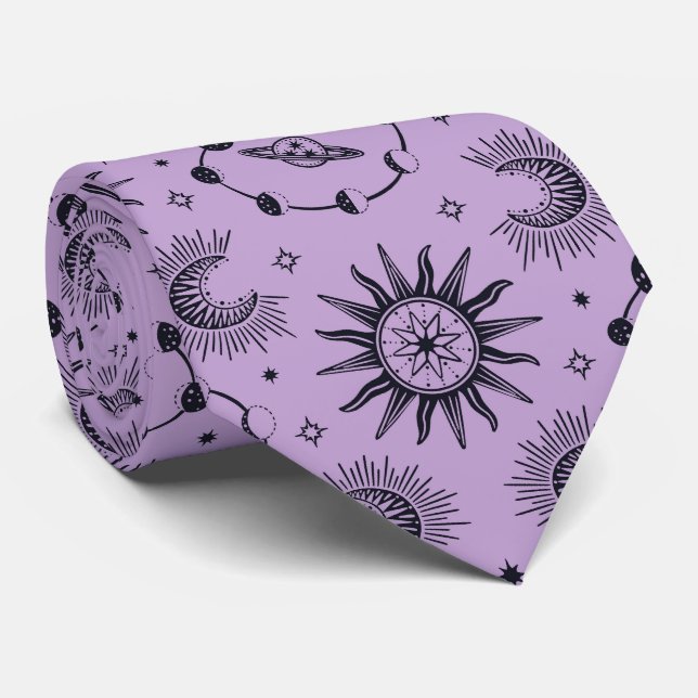 Celestial dream lilac and black neck tie (Rolled)