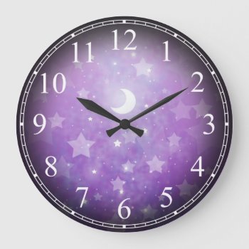 Celestial Dream Stars And Moon Clock by MHDesignStudio at Zazzle