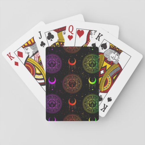Celestial Dreamcatcher  Rainbow Sun and Stars Playing Cards