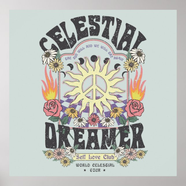 CELESTIAL DREAMER SUN ROSE TSHIRT graphic DESIGNhi Poster (Front)
