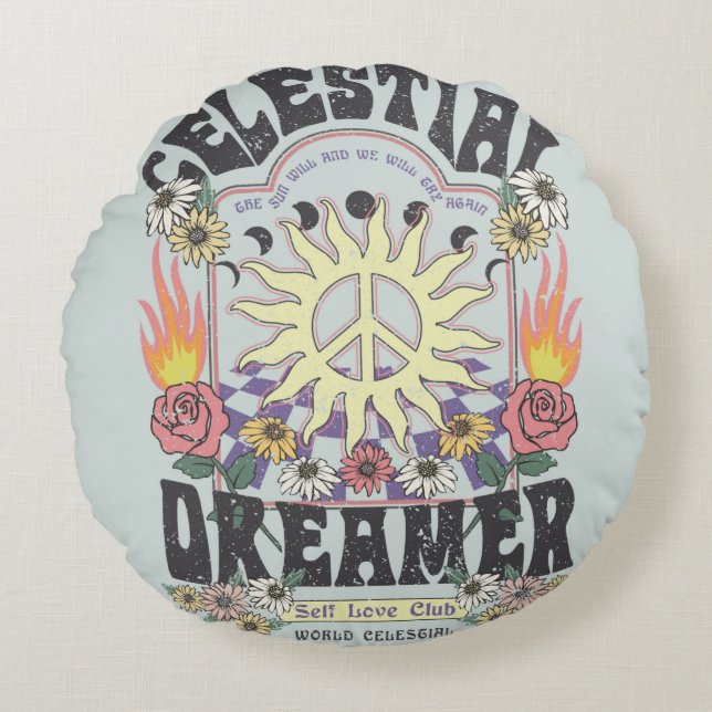 CELESTIAL DREAMER SUN ROSE TSHIRT graphic DESIGNhi Round Pillow (Front)