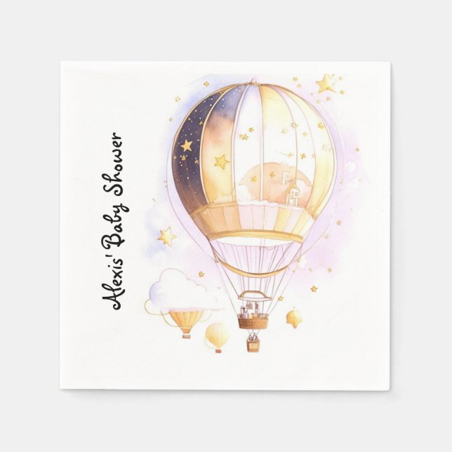 Celestial Dreamland Baby Shower Hot Air Balloon Napkins (Front)