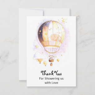 Celestial Dreamland Baby Shower Hot Air Balloon Thank You Card