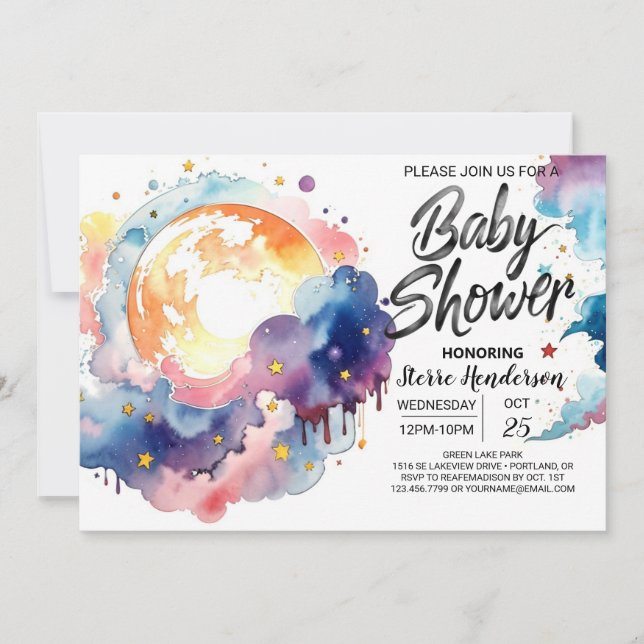 Celestial Dreams Baby Shower Invitation (Front)